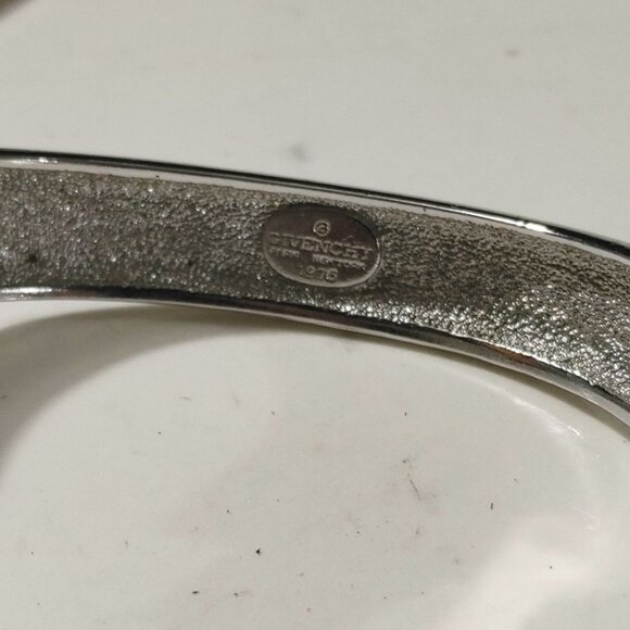 Givenchy Hinged Bracelet Bold Silver Tone Vintage Triangular Design Modernist - Picture 2 of 14